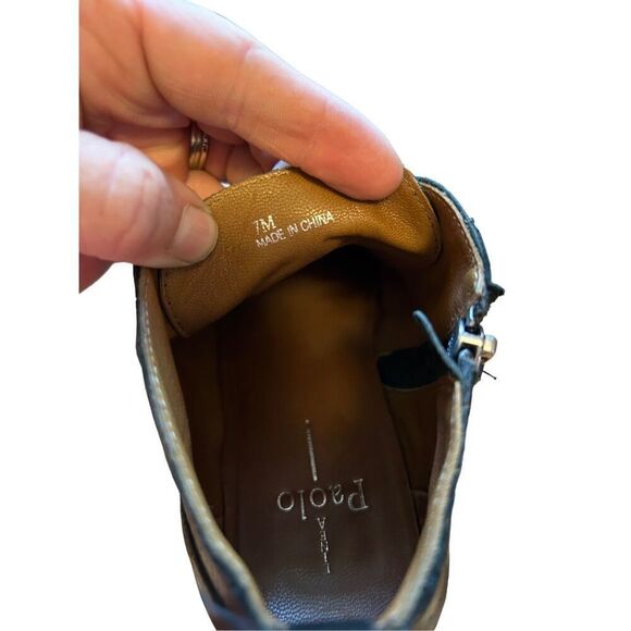 Linea Paolo Black Perforated Nappa Leather Wedge Sneakers Sz 7 - Picture 8 of 8